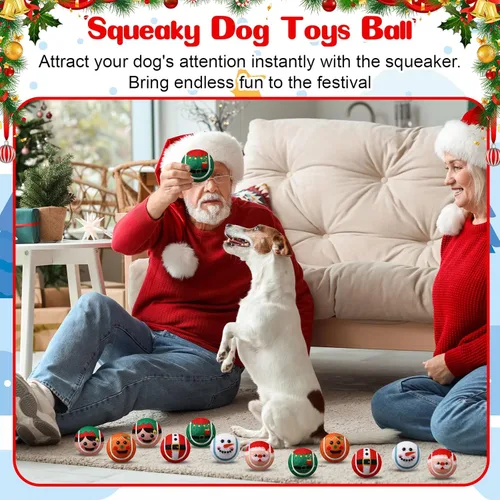 Miniatura 4 de Civaner 18 Pelotas de Tenis Chirriantes de Navidad para Perros de 2.5 Pulgadas Juguetes para Perros a Granel Pelota para Perros Pequeños Medianos