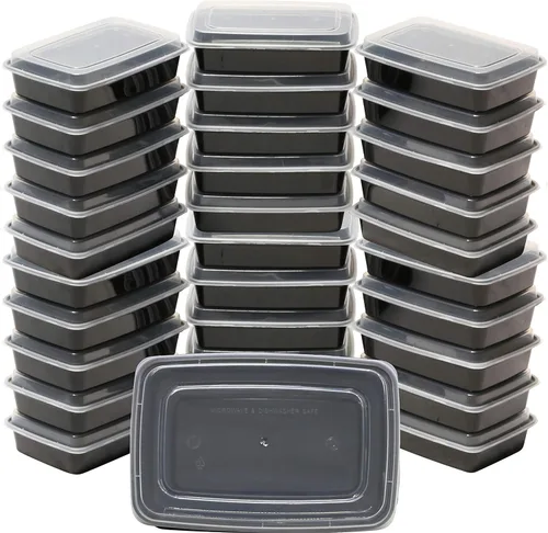 Miniatura 9 de Simple Houseware Paquete de 16 recipientes reutilizables de preparación de comidas de 28 onzas, 1 compartimento, sin BPA, apilables, aptos