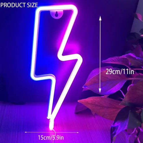 Miniatura 4 de 2 letreros de neón para decoración de pared, funciona con pilas de neón para dormitorio, configuración de sala de juegos, luces LED de neón