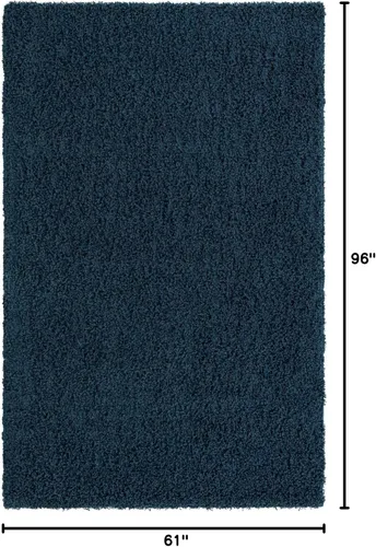 Miniatura 2 de Unique Loom Solid Shag Collection - Alfombra rectangular de 5 pies 1 pulgada x 8 pies, azul zafiro/azul marino Zafiro Azul/Azul Marino