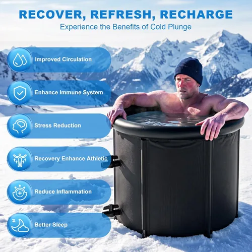 Miniatura 2 de 100 Gal Ice Pod Cold Plunge Tub, Portable Round Ice Bath Tub for Cold Plunge Chiller, Easy Setup, Includes Cover & Carry Bag, for Recovery & Cold