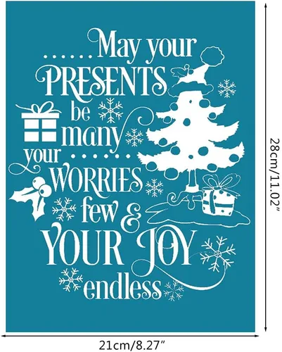 Miniatura 5 de appuivbt Plantilla autoadhesiva de serigrafía para árbol de Navidad, plantillas reutilizables para pintar sobre decoración de camisetas de madera