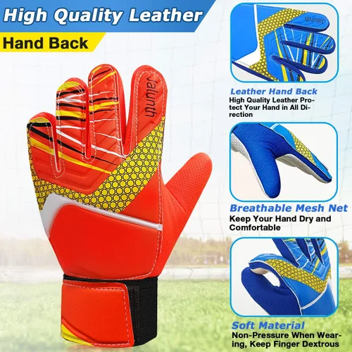 Miniatura 4 de Jalunth Guantes de Portero de Fútbol para Niños y Jóvenes, Guantes de Guardameta Jugador de Campo para Niños y Niñas, Palma de Látex Antideslizante