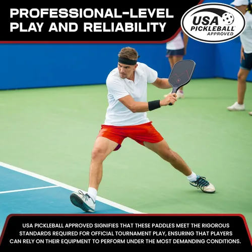 Miniatura 6 de Precision Pro Juego de 2 palas de pickleball de fibra de carbono, aprobadas por USAPA, carbono T700, núcleo de panal de abeja de 0.555 pulgadas, 4