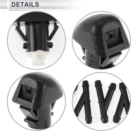 Miniatura 7 de Boquilla de limpiaparabrisas para Honda Pilot 2009-2015 delantero con 6 piezas de manguera en Y conector de manguera de coche de plástico negro 1