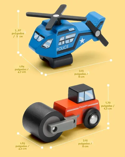 Miniatura 3 de SainSmart Jr. Juego de accesorios de tren de madera, autos de juguete (10 unidades), compatible con todas las principales marcas, regalo para niños