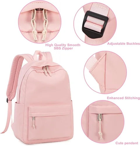 Miniatura 4 de Bluboon Juego de mochila para adolescentes, mochila escolar para niñas, lonchera y lápices, bolsas para estudiantes, 3 en 1, rosa-3 juegos, Escuela