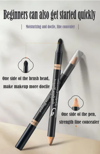 Miniatura 2 de AKARY Face 2 en 1 de doble cara para cejas y corrector en barra iluminadora, base impermeable para ojeras y puntos negros, lápiz corrector