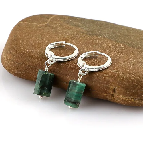 Miniatura 61 de Aretes de aro de cristal afganita natural Piedras afganas de alto grado Aretes chapados en plata Gota lisa Joyas de piedras preciosas hechas