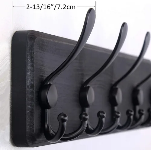 Miniatura 5 de WEBI Perchero de pared, ganchos para abrigos de pared rústicos, 16" de orificio a orificio, gancho grande para colgar en la pared, perchero