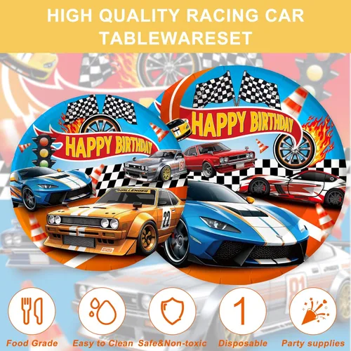 Miniatura 2 de Suministros de fiesta de carreras de llamas, decoraciones de cumpleaños para niños y niños de 20 invitados