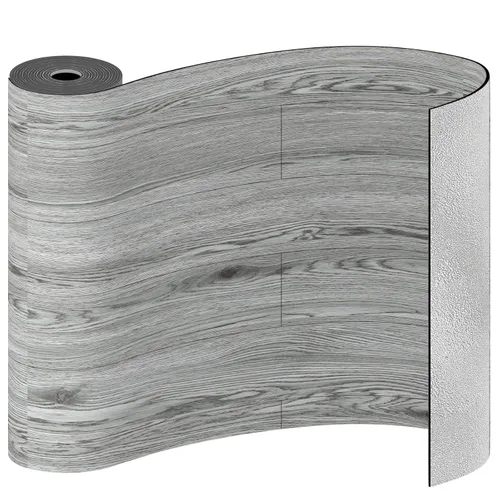 Miniatura 9 de Freshtour Rollo de piso de vinilo, baldosas de piso de grano de madera para despegar y pegar 23.6" x 393.7"/64 pies cuadrados, piso de vinilo Madera