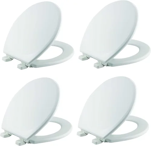 Miniatura 13 de Mayfair Linden - Asiento de inodoro de cierre lento, antideslizante, de madera resistente, fácil de instalar, redondo, color blanco