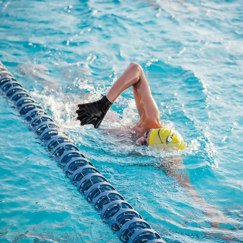 Miniatura 8 de Baluue 2 guantes de natación, guantes de natación acuática, para entrenamiento en agua, palmeados a mano, para hombres, mujeres, adultos, Negro