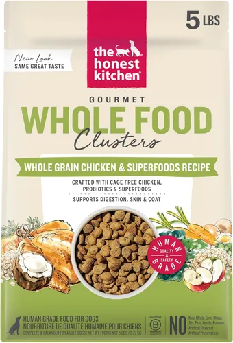 Miniatura 13 de The Honest Kitchen Alimento seco para perros en racimos de alimentos integrales de grado humano, carne de res y avena integrales, bolsa de 20 libras
