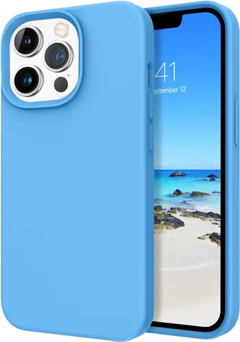 Miniatura 16 de Telaso Funda para iPhone 13, silicona líquida de goma de gel suave para iPhone 13, funda delgada con forro de microfibra a prueba de golpes, fundas