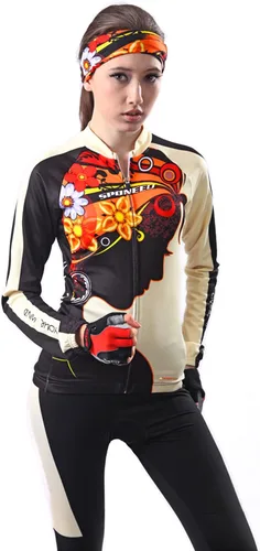 Miniatura 3 de sponeed Conjunto de camiseta de ciclismo para mujer, de manga larga, con protección UV