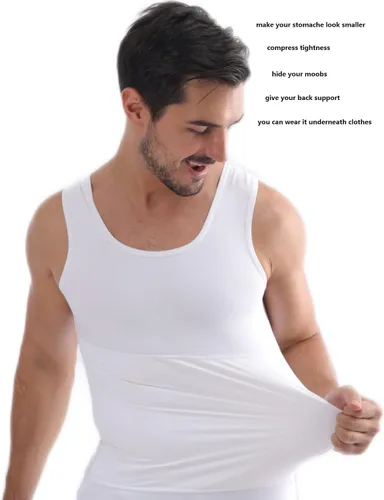Miniatura 2 de Ropa interior para hombre con control de abdomen adelgazante, compresión para ocultar ginecomastia