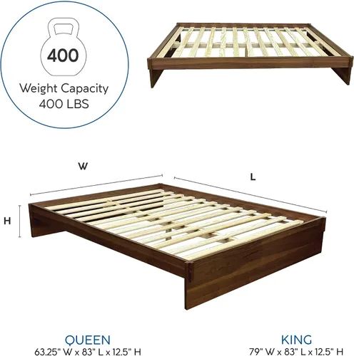 Miniatura 2 de Decoro Liberty - Cama de plataforma de madera, acabado de nogal, tamaño Queen