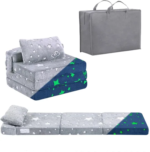 Miniatura 14 de Colchón plegable para niños, lavable para niños pequeños, tapete triple plegable para siesta para dormir, guardería, sofá cama con bolsa