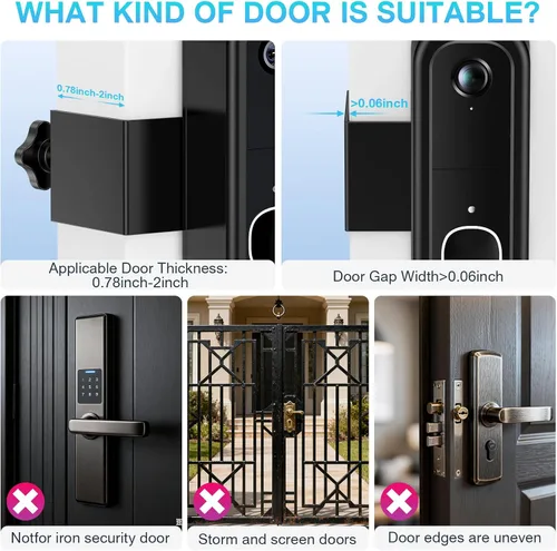 Miniatura 5 de Soporte antirrobo para timbre compatible con Arlo Video Doorbell 2K/HD (2ª generación), soporte de montaje ajustable sin taladro para cámara de Negro
