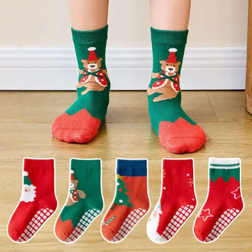 Miniatura 2 de SUITBOY Calcetines de Navidad para niños, calcetines antideslizantes para bebés, regalos coloridos de Navidad para niños y niñas, calcetines cálidos