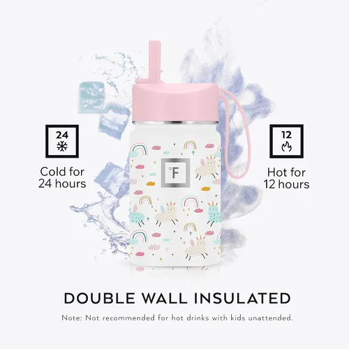 Miniatura 4 de IRON °FLASK Botella de Agua para Niños - Tapa con Pajilla, 20 Calcomanías con Nombre, Acero Inoxidable Aislado al Vacío, Vaso de Viaje de Doble