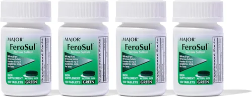 Miniatura 10 de Major Ferosul - Tabletas de sulfato ferroso de 325 mg con 65 mg de hierro elemental, suplemento de hierro para mujeres, hombres, verde, 100 tabletas