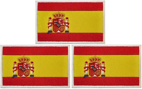 Paquete de 3 parches de bandera de España, parche bordado de bandera táctica de España con, para sombreros, bolsas tácticas, chaquetas, parches de