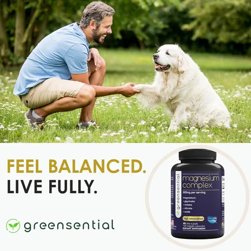 Miniatura 9 de Greensential Complejo de magnesio 500 mg Suministro de 2 meses Glicinato, Malato, Citrato, Óxido y Aquamin® Apoyo para dormir, músculos