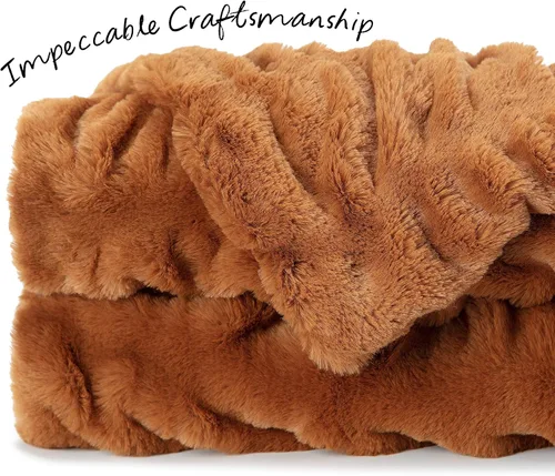 Miniatura 3 de Chanasya - Manta fruncida de pelo sintético de calidad prémium; lujosa manta de visón suave y reversible, 50 x 65 pulgadas, modelo Cathy Spice