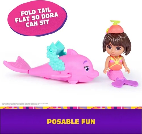 Miniatura 5 de Dora, Mer-Made for Adventure - Paquete de 2, figura de sirena de DORA de 4.5 pulgadas y delfín, juguetes de sirena y juguetes para niños para niñas
