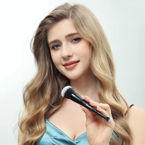 Miniatura 2 de Corrector de base de doble extremo, brocha de maquillaje con pelusa impecable, cepillo de cara grande, paquete de 2 piezas, ideal para líquidos