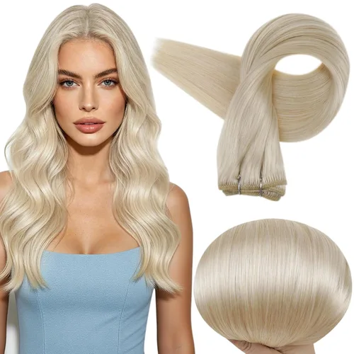 Miniatura 11 de Full Shine Extensiones de cabello humano, 18 pulgadas, mechones de trama, color #2 castaño oscuro, 3.5 onzas, cabello Remy para coser, doble trama