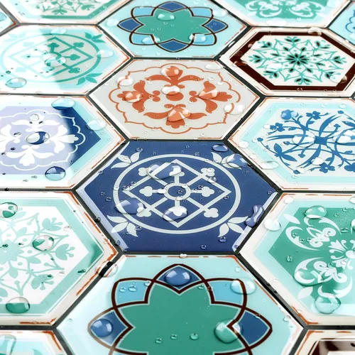 Miniatura 11 de Livelynine Azulejos de color verde oscuro para cocina, 12 x 12 pulgadas, 4 azulejos hexagonales para pegar en la parte trasera de cocina, azulejos