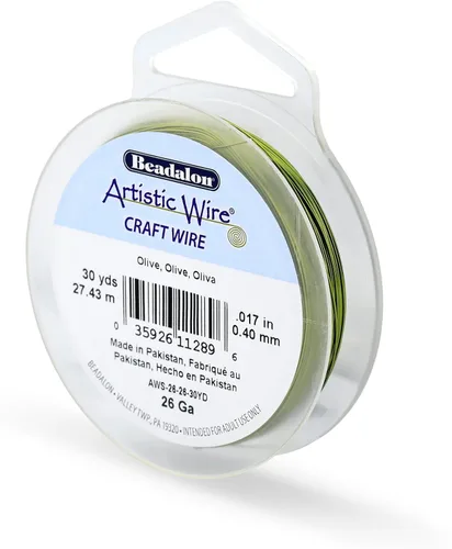 Miniatura 74 de Artistic Wire, alambre para manualidades de calibre 22 bañado en plata, resistente a las manchas, color cobre, blanco, 9,1 m