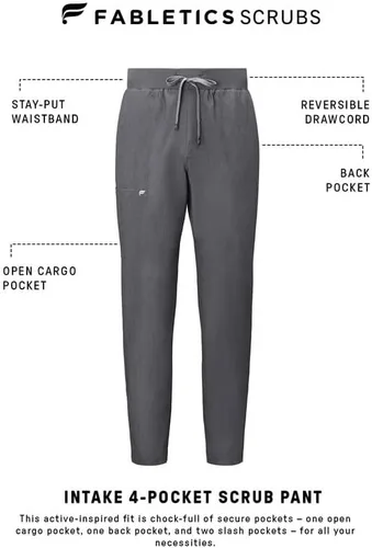 Miniatura 6 de Fabletics MotionTech - Pantalón médico para hombre, elástico en 4 direcciones, con bolsillos, resistente a las arrugas, ajuste semidelgado