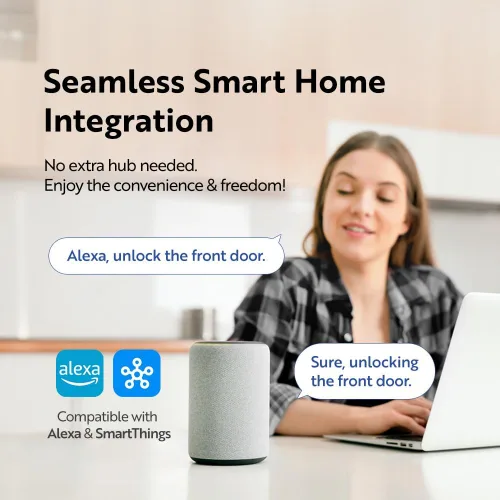 Miniatura 5 de GT5BK - Cerradura inteligente 4 en 1 sin llave con huella digital, aplicación, PIN y llave, grado ANSI 3, compatible con Alexa y SmartThings