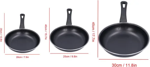 Miniatura 2 de Sartén antiadherente de acero inoxidable de 7.9 pulgadas, sartén profesional redonda negra con mango cómodo, sartén reutilizable para crepes, 7.9 in