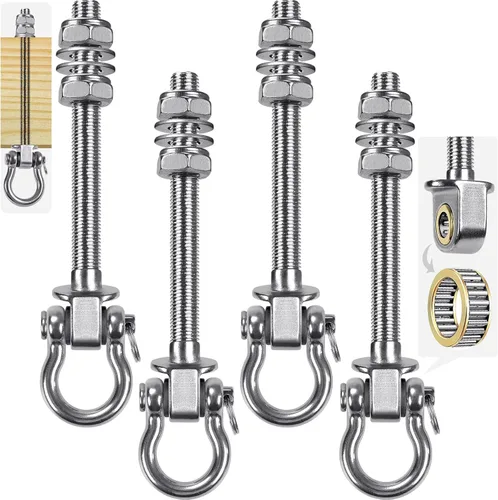 Miniatura 13 de SELEWARE Perchas de columpio resistentes con rodamientos, paquete de 6 – Accesorios de columpio de acero inoxidable para patio y parque infantil