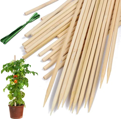 HAINANSTRY - Estacas para plantas de bambú, soportes de madera para plantas, flores y macetas, palos de jardín de madera, 18 pulgadas, paquete de 25
