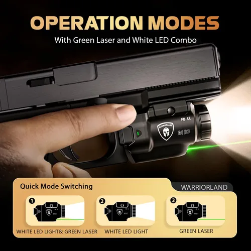 Miniatura 5 de WARRIORLAND MB3 Luz de Pistola y Funda Kydex con Garra, Compatible con Taurus G2C/G3C/PT111 G2/PT140 G2, Luz Táctica de Arma Montada en Carril
