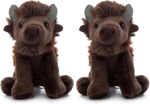 Miniatura 11 de The Petting Zoo Peluche de bisonte, regalos para niños, animales del zoológico Wild Onez Babiez, juguete de peluche de bisonte de 6 pulgadas