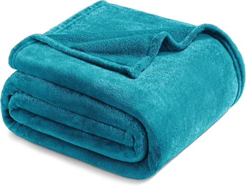 Miniatura 69 de Exclusivo Mezcla Manta de vellón para sofá, cama, súper suave y cálida, para uso en todas las estaciones, acogedora, afelpada, ligera, azul hielo