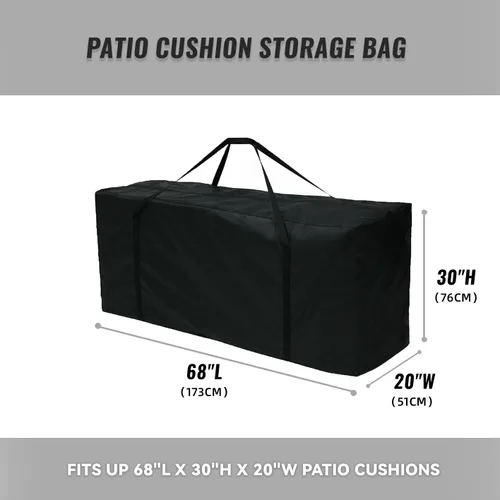 Miniatura 5 de Bolsas de almacenamiento para cojines de patio al aire libre, 68 pulgadas, impermeables, extra grandes, para muebles de patio, bolsa