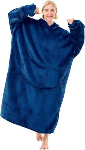 Miniatura 18 de Moinlizy Manta con Capucha Usable, Manta con Capucha Extragrande y Gruesa para Adultos, Mujeres y Hombres con Bolsillo y Mangas