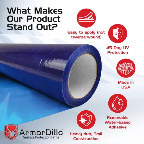 Miniatura 3 de ArmorDillo 26.22 por rollo, 9 rollos (caja) Película protectora de superficie dura de 3 capas fuerte y fácil de usar (17.5 pulgadas x 100 pies)