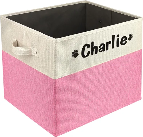 Miniatura 31 de PET ARTIST - Cesta plegable de almacenamiento de juguetes con nombre personalizado de la mascota - Organizador de caja rectangular para juguetes