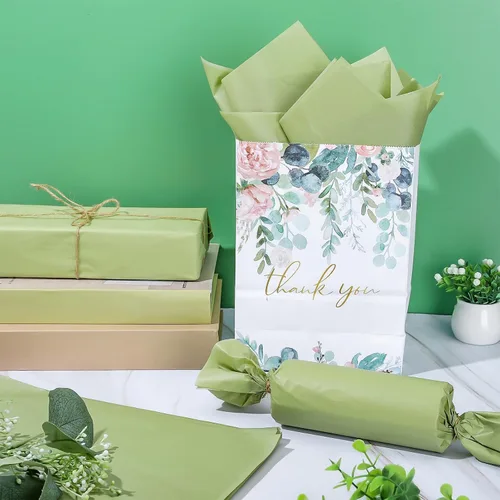 Miniatura 3 de Whaline 100 hojas de papel de seda verde salvia a granel, papel de regalo verde sauce, papel de regalo para manualidades, papel de seda verde