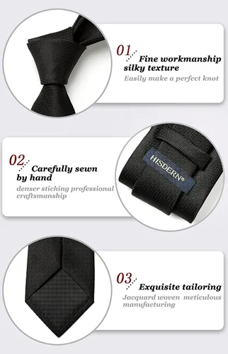 Miniatura 111 de HISDERN Conjunto de corbata a cuadros a cuadros pañuelo tejido clásico formal para hombre corbata y bolsillo cuadrado
